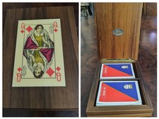 2 Mazzi Carte Dal Negro Scatola In Legno Pregiato. Carte Usate Poco.