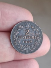 Moneta Da 2 Centesimi Rara 1867 Vittorio Emanuele II Re D'italia