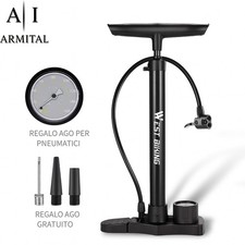 Pompa Bici 160 PSI in Alluminio con Manometro – Valvole Presta e Schrader