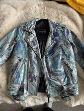 Giacca pelle biker dipinta