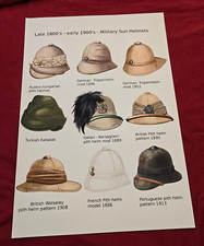 WW1 WWI Tedesco Britannico Italiano Francese Guerra Elmetti Poster Stampa Mido Tropicale