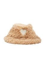 Cappello MonnaLisa pelliccia di orsacchiotto cuore taglia EU 50 marrone bambina nuovo