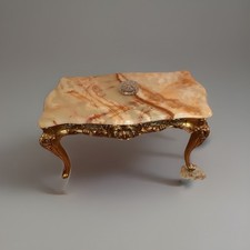 Tavolino da Salotto in Stile Barocco con Struttura Dorata e Piano in Onice