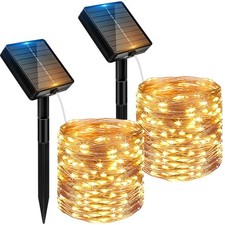 2 Pacchi Luci Solari da Giardino 12M 120 LED Catena Luminosa Esterno Solare