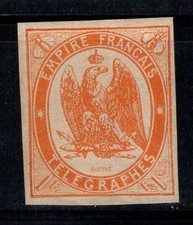Francia 1868 Yv. 3 mai usati * MH 100% firmato Diena, Telegrafo, 1 f, Aquila, Wa