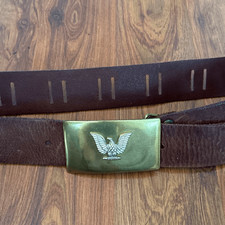 Linea Pelle fibbia ottone American Eagle stile western pelle marrone cintura larga si