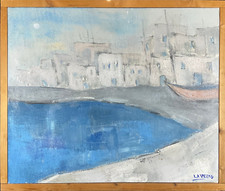 GIORGIO LAVEZZO ( Brescia ) Quadro Dipinto OLIO SU Tela PAESAGGIO Opera Cornice