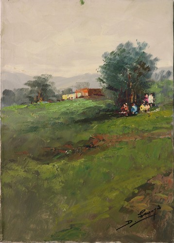 Paesaggio campagna olio - campagna, su