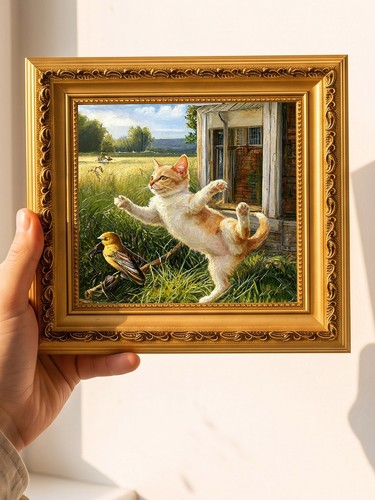 Dipinto olio gattino bianco