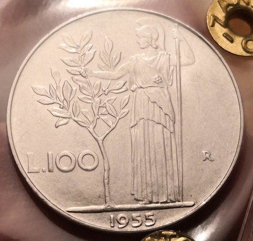 Moneta 100 lire - moneta, 1955,