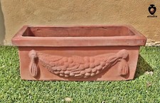Vaso fioriera festonata per esterno in terracotta rettangolare giardino cm 40