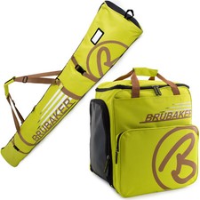 BRUBAKER 'Champion' set borsa porta scarponi e sacca sci 170/190cm verde marrone