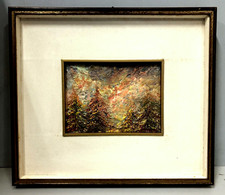 QUADRO DIPINTO OLIO TAVOLA MATERICO ASTRATTO Oswald Julie INCANTESIMO NOTTURNO