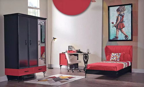 Camera letto bambini rossa - letto,