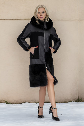 Cappotto donna shearling nero