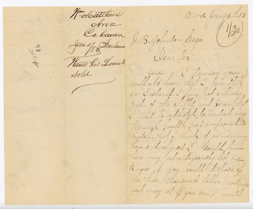 1874 lettera arva irlanda - 1874,