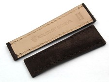 Cinturino Lusso Vera Pelle Scamosciata Marrone Scuro 20/16mm Chiusura Clasp New