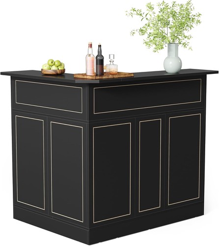 Black bar cabinet - black, 4-tier