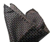 Pochette da taschino uomo marrone azzurro motivi micro ferri cavallo