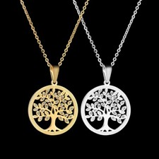 Collana Donna in acciaio - pendente con "Albero della Vita" - idea regalo