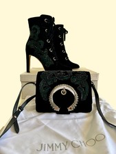 SET JIMMY CHOO VELLUTO NERO – SCARPE CON TACCO + BORSA ABBINATA LIMITED EDITION