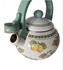 VILLEROY & BOCH Frutta  TEIERA BOLLITORE TÈ METALLO SMALTATO COPERCHIO VINTAGE