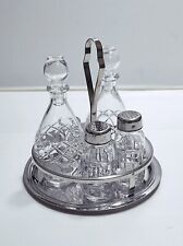 Oliera vintage di vetro antico in acciaio inox Set olio aceto sale e pepe