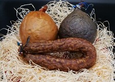 Trio di salsicce originali della Turingia, Ringel Knackwurst, salsiccia rossa e bolla pressata