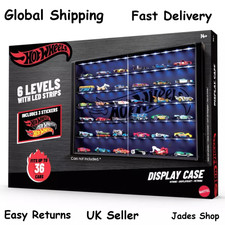 Hot Wheels Vetrina 6 Livelli con Strisce LED Protezione Auto da Parete