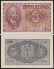 5 LIRE IMPERIALE 1944 - VITTORIO EMANUELE III FDS/UNC FIOR DI STAMPA