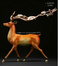 Statua 15'' bronzo classico artigianato decorazione casa animale fortuna cervo sika