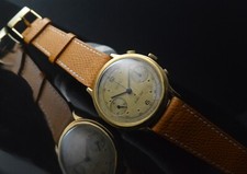 EBERHARD & CO. EXTRA-FORT 18K GOLD OVERSIZED CHRONOGRAPH STEPPED + HINGED CASE