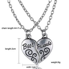 DOPPIA COLLANA CIONDOLO CUORE SPEZZATO PENDENTE BEST FRIENDS AMICIZIA AMORE