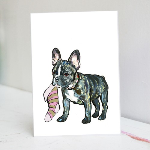 Biglietto natale bulldog - biglietto,