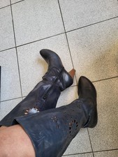 Stivale Estivo Blu Notte Vera Pelle Ottimo Stato Taglia 39/40 Tacco 8