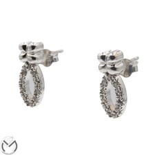 Orecchini oro bianco 18 kt 750 quadrifoglio zirconi -566/VE-