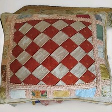 Cuscino d'Arte Patchwork Double Face in Seta di San Leucio 50 X 40 Pezzo Unico