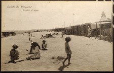 Saluti da Riccione - Casotti al Mare formato piccolo vg 1926