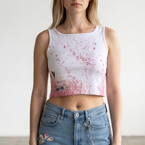 Camicia donna crop top - , dipinta