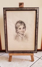 QUADRO BAMBINO GIUSEPPE TARANTINO ANNI '70 LITOGRAFIA VINTAGE ART PRINT 28x38 cm
