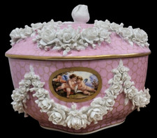 Antica scatola porcellana rosa