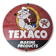 Insegna Pubblicitaria Vintage Texaco Benzina - Insegna Porcellana Pompa Gas Popeye