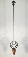 ANTICO LAMPADARIO FERRO ART NOUVEAU VETRO PRIMI 1900 HANGING LAMP EPOCA GLASS