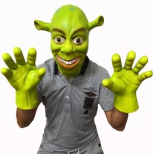 Maschera Shrek Film Guanti Artigli Divertente Maschera Verde Cosplay Maschera Puntelli Lattice