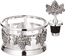 Sottobottiglia UVA, Con Tappo, Argento Pregiato Placcato, Diametro 9 Cm, Altezza