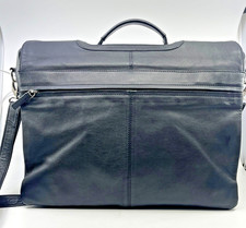 Borsa a tracolla/slip messenger per laptop Visconti in pelle nera ciottoli