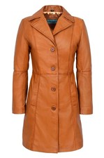 Cappotto donna pelle marrone vera pelle di agnello cappotto slim fit trench coat 3457