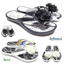DE FONSECA ciabatta infradito donna fiore mare piscina Capri W 511 Bianco Nero