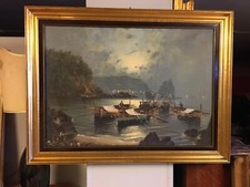 quadri antichi olio su tela bellissima marina, tonnara a capri.
