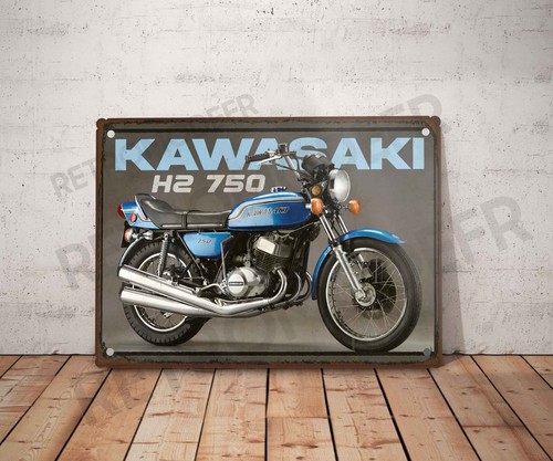 Plaque métal vintage kawasaki - plaque,